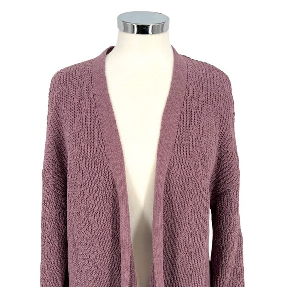 Margeaux & Ellie Chenille Open Front Cardigan Sweater Purple Size Large - Picture 2 of 12
